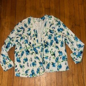 Floral Blue and White Women's Blazer